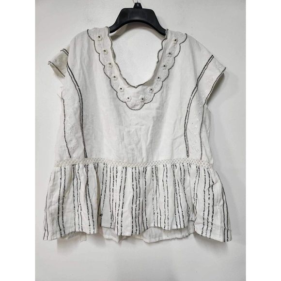 Anthropologie Amalia Lace Beaded Embroidered Blouse Size L. A44 - Picture 5 of 10
